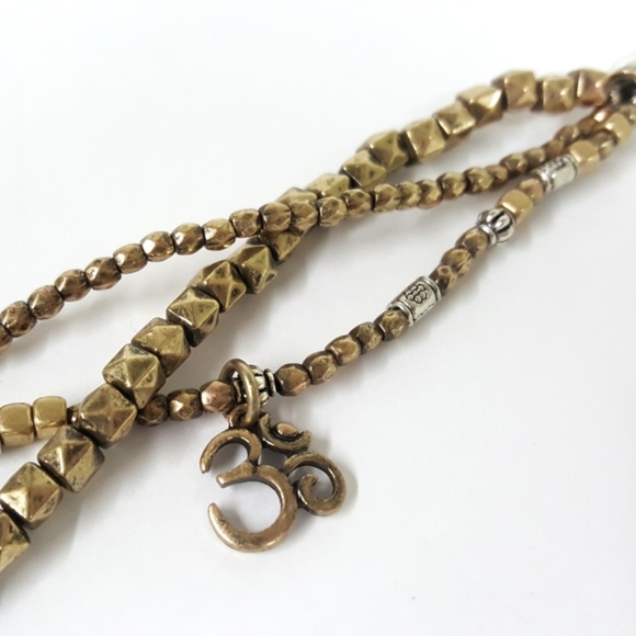 Multi-Strand Beaded Bracelet with Om Charm - Picture 4 of 4